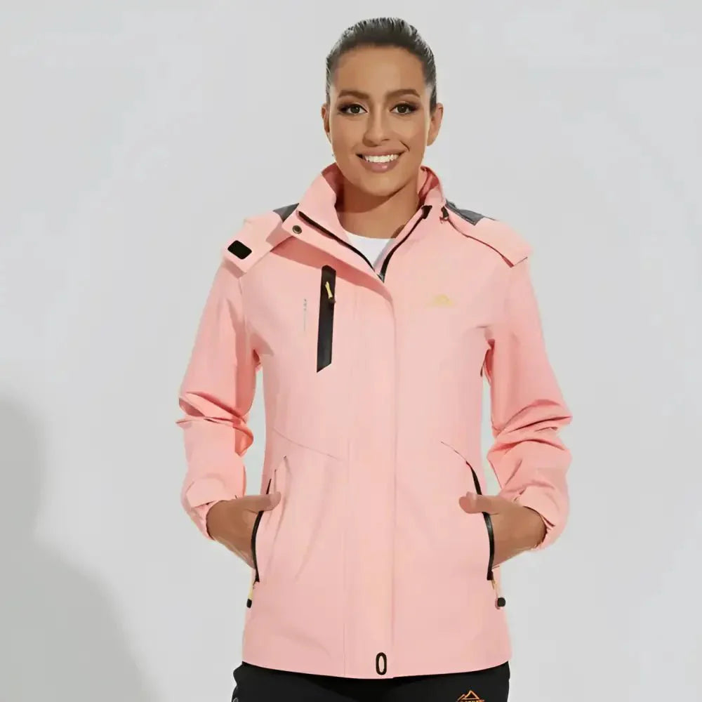 Parka imperméable femme à capuche réglable portée sous la pluie Image
