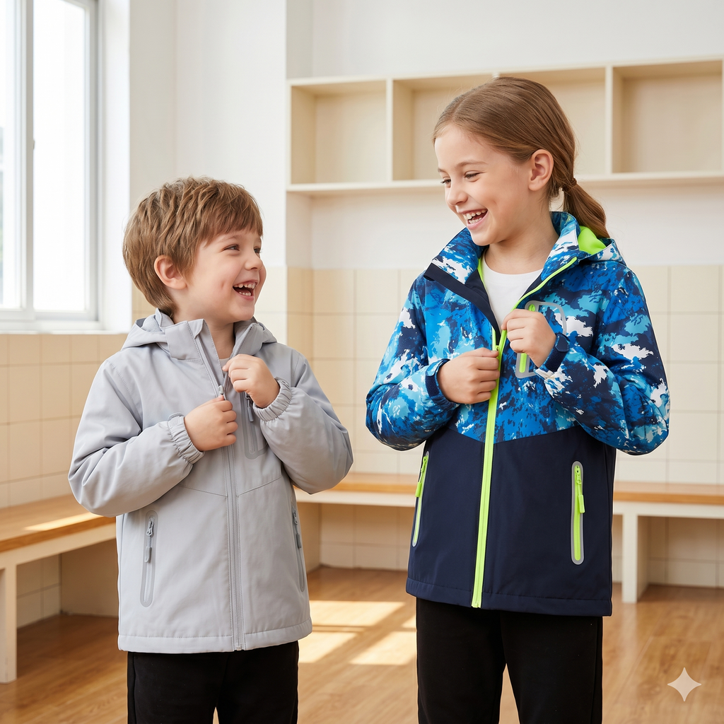 Parka Enfant Imperméable Coupe-Vent – Capuche, 3 à 12 Ans