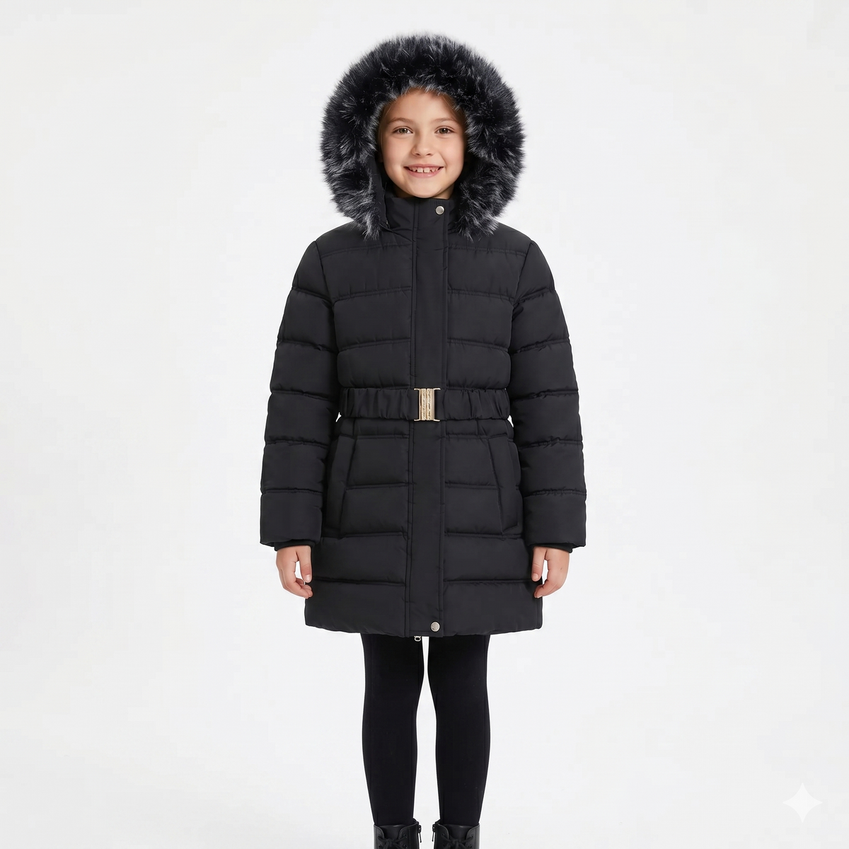 Parka Fille Chaude Matelassée – Coupe-Vent, 5 à 12 Ans