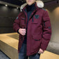 Parka homme marron avec doublure matelassée et capuche en fourrure, Doudoune et parka homme