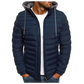 Doudoune parkas homme navy bleue avec capuche grise, veste doudoune élégante