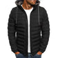 Doudoune parkas homme noir avec capuche grise, parfait pour l’hiver homme
