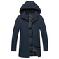 Longue parka homme bleu marine avec capuche et fermeture éclair pour homme