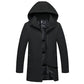Longue parka homme noire avec doublure matelassée, parfait pour l’hiver