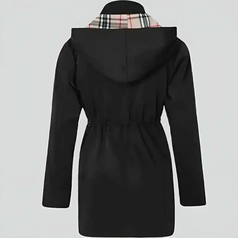 Parka Femme Doublure Tartan à Capuche vue arrière avec capuche et ceinture