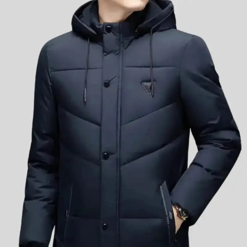 Parka bleu marine homme avec protection efficace, doublure intérieure et capuche