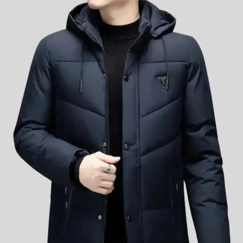 Parka homme bleu marine grande taille – Le Matelot, avec capuche, élégante et pratique.
