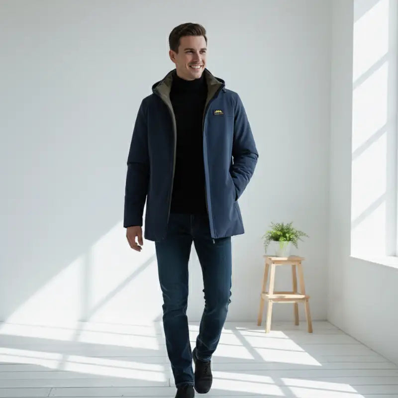 Parka bleu marine homme avec protection efficace et doublure intérieure élégante