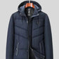 Parka bleu marine homme avec doublure intérieure, protection efficace, veste à capuche