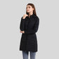 Parka chaude femme marine à capuche en tissu extérieur déperlant, veste noire puffer