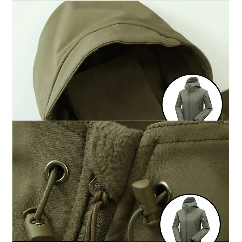 Veste parka chaude homme en tissu extérieur olive avec doublure matelassée et capuche