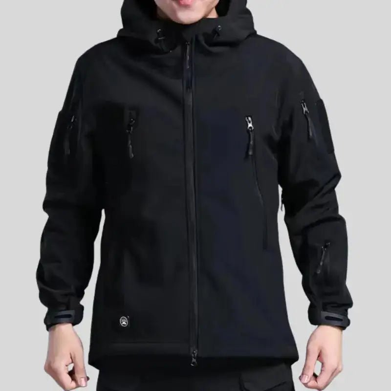 Parka homme noire décontractée avec capuche et poches zippées - Le Noctambule