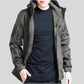 Parka chaude homme en tissu extérieur olive avec doublure matelassée et poches zippées