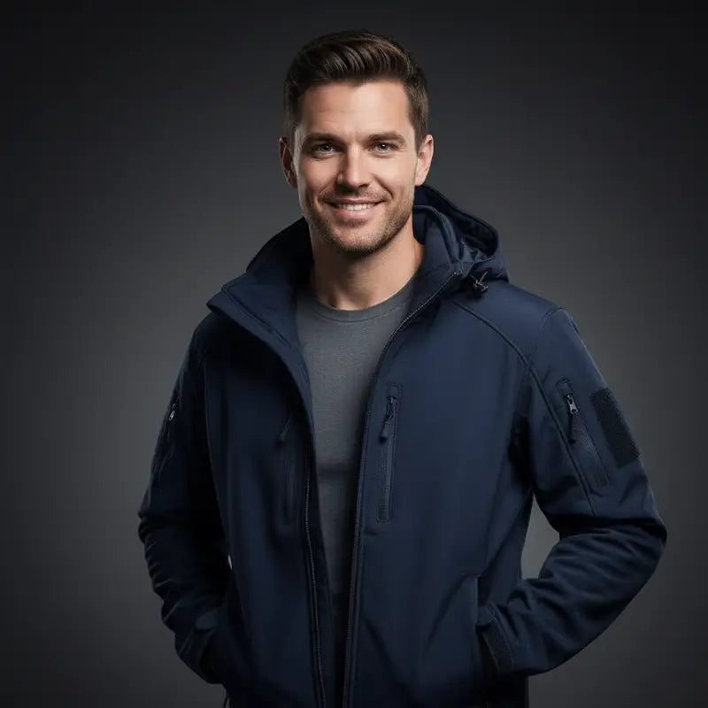 Homme portant un parka chaude homme en tissu extérieur avec doublure matelassée