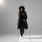 Parka chaude femme imperméable avec longue veste noire à capuche pour isolation thermique