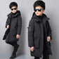Parka enfant garçon avec capuche noire, protection thermique, poches zippées