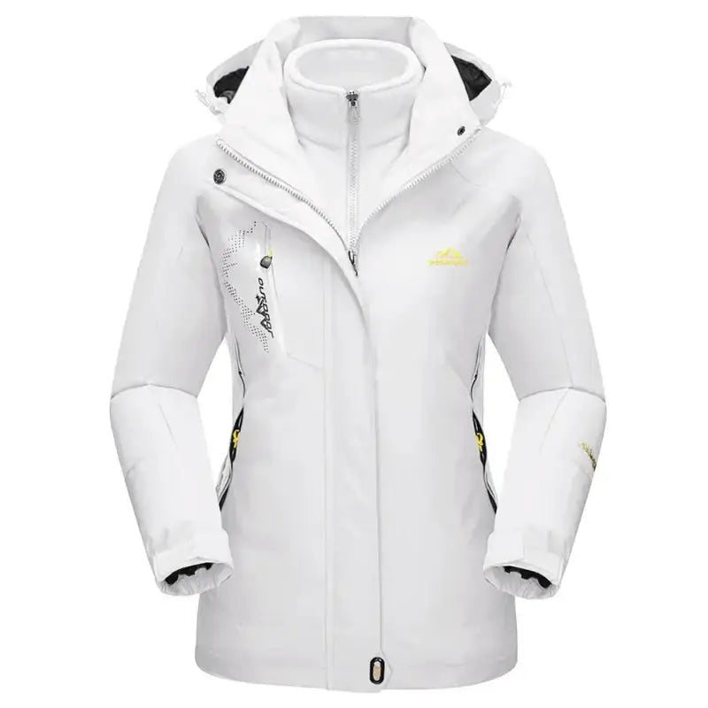 Parka femme colorée blanche à capuche, idéale pour un style décontracté en hiver.