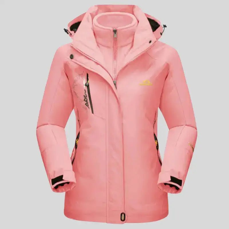 Parka femme colorée rose avec capuche, style décontracté et ample, idéale pour l'hiver.