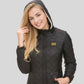 Parka femme chaude avec doublure matelassée et tissu extérieur déperlant, veste noire à capuche