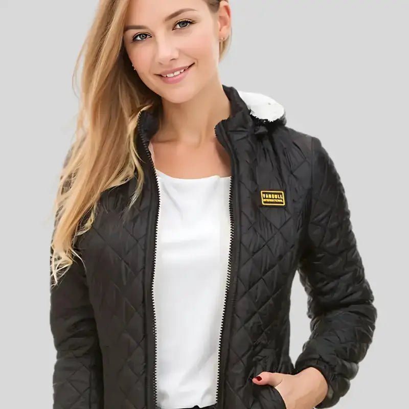 Parka femme fausse fourrure noire avec doublure douce et capuche