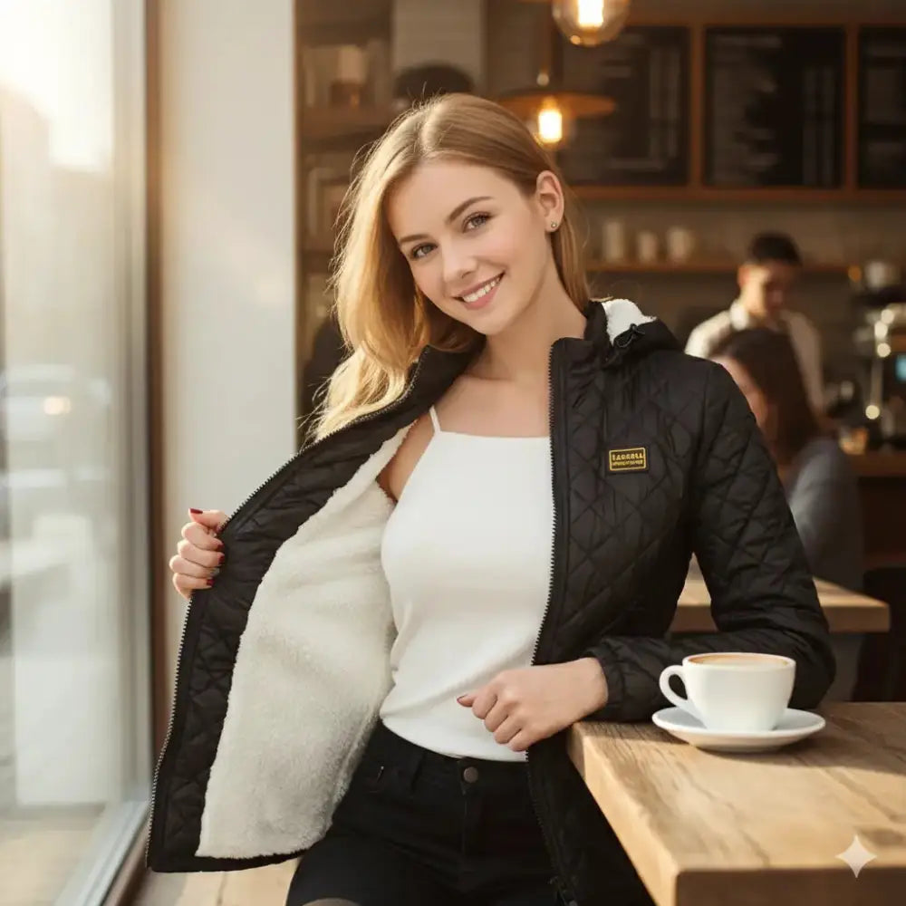 Femme en parka femme chaude avec doublure matelassée et tissu extérieur déperlant
