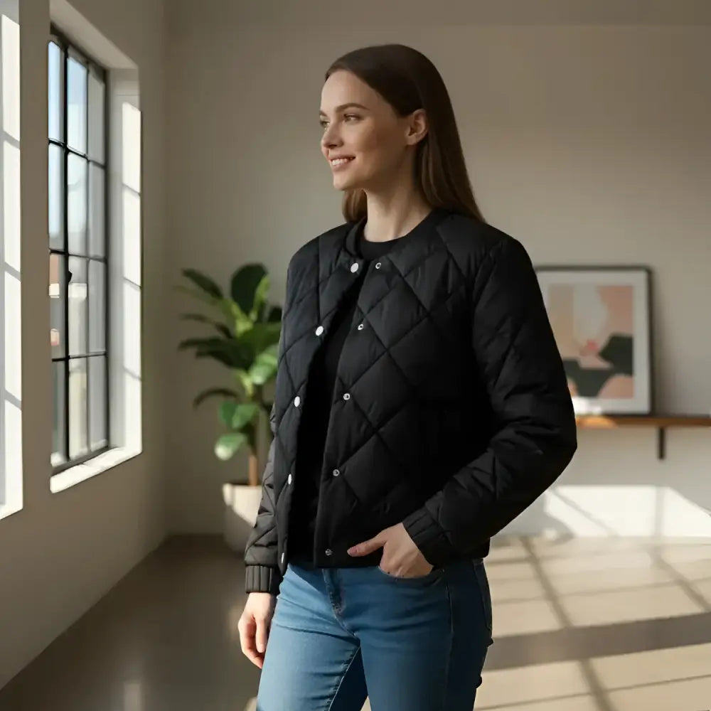 Veste en quilt noir pour femme hiver avec coupe féminine et protection efficace