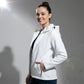 Parka femme imperméable avec capuche blanche et poche zippée pour femme