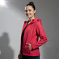 Parka femme imperméable avec capuche rouge et poches frontales pour femme