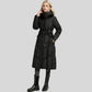 Parka femme noir avec doublure légère, protection optimale, longue puffer avec capuche