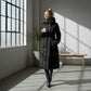 Parka femme noir avec protection optimale, doublure légère, haute col et capuche