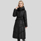 Parka femme noir avec ceinture, capuche, protection optimale et doublure légère