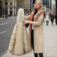 Parka femmes hiver beige avec tissu extérieur déperlant, doublure épaisse et capuche en fourrure