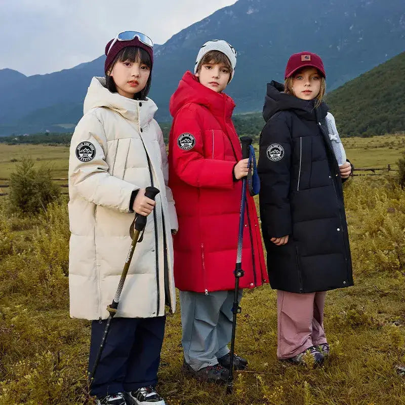 Trois enfants portant le parka fille 10 ans, manteau enfant chaud pour sorties scolaires