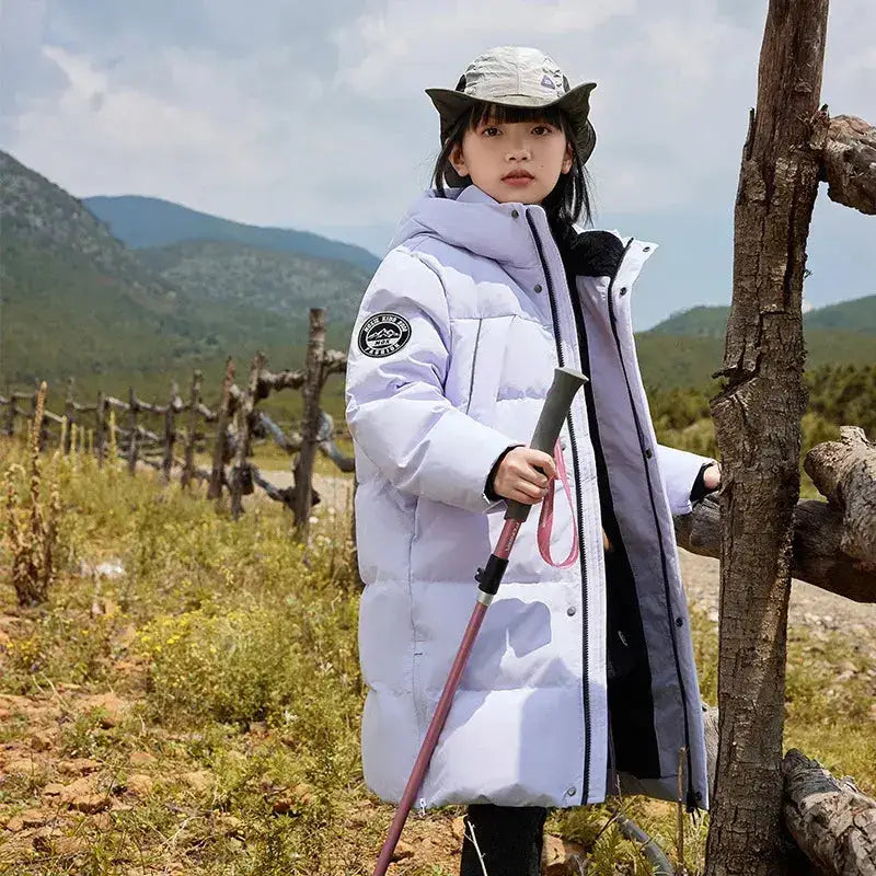 Parka fille 10 ans, manteau enfant pour sorties scolaires, girl with hiking pole