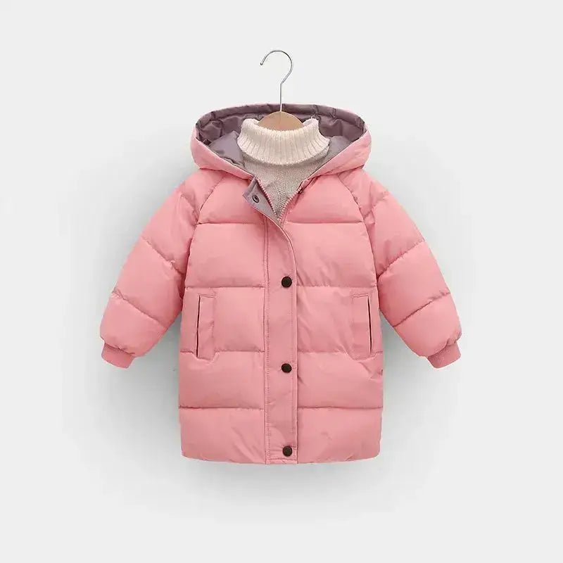 Parka fille 12 ans à capuche couleur rose avec manches longues et poches.