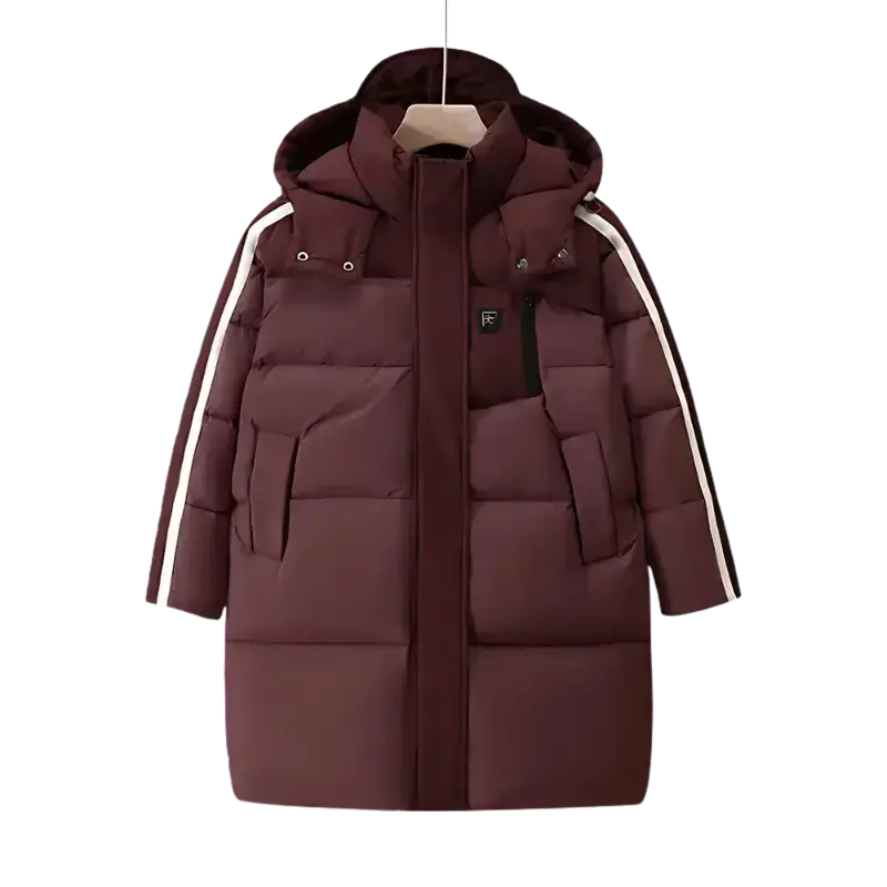 Parka fille 14 ans, manteau ado long avec capuche, blanc rayures, style tendance