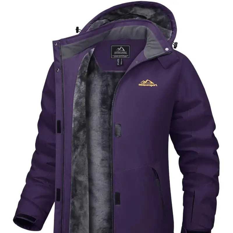 Parka hiver femme en tissu extérieur déperlant avec capuche réglable et doublure en fausse fourrure