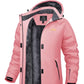 Parka hiver femme rose avec tissu extérieur déperlant et capuche réglable