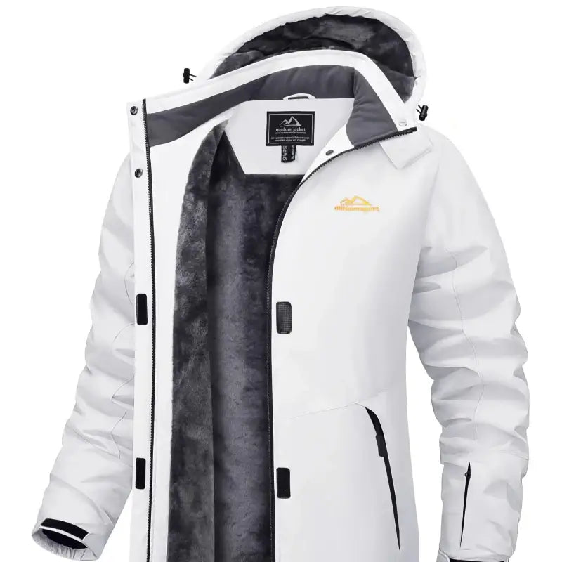 Parka hiver femme en tissu extérieur déperlant avec capuche réglable et doublure en fausse fourrure noire