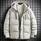 Parka hiver homme avec doublure matelassée, tissu extérieur déperlant et hoodie off-white