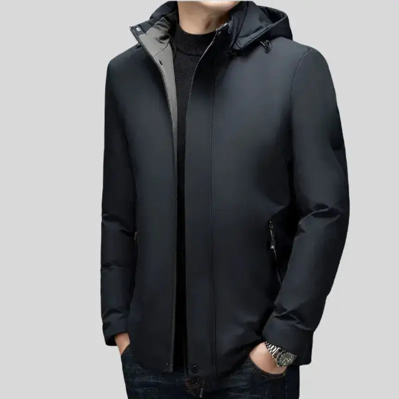 Parka homme bleu marine avec doublure intérieure, léger blouson à capuche homme