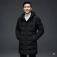 Parka homme chaude en tissu extérieur déperlant avec coupe pratique et hoodie noir