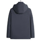 Parka homme hiver avec tissu extérieur déperlant et fausse fourrure, veste gris foncé