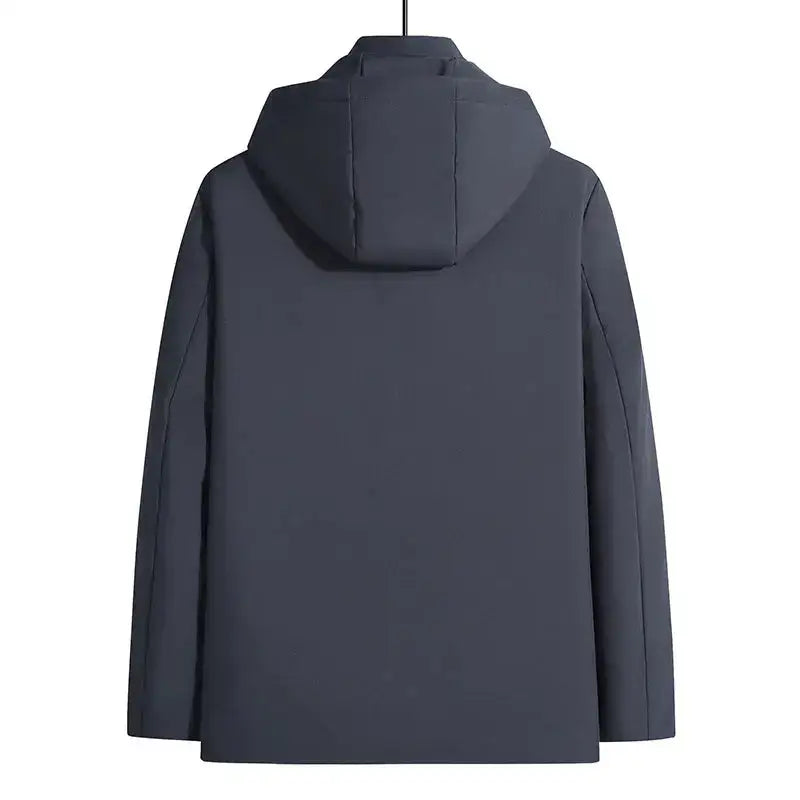 Parka homme hiver avec tissu extérieur déperlant et fausse fourrure, veste gris foncé