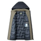 Parka homme hiver en tissu extérieur déperlant avec fausse fourrure, ouverte, poche intérieure