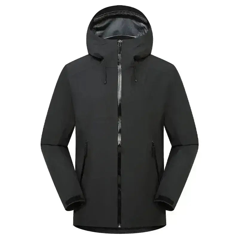Parka homme bordeaux imperméable à capuche noire pour les journées fraîches et les tenues urbaines.