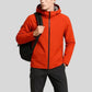 Parka homme imperméable avec capuche orange vif, fermeture éclair noire et poches
