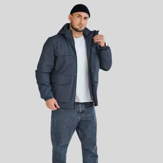 Veste utilitaire homme bleu marine avec doublure légère, parfait pour usage quotidien