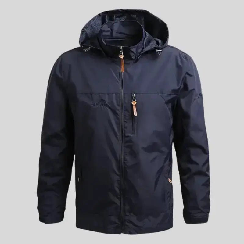 Parka k-way homme imperméable légère avec capuche, idéale pour les journées pluvieuses.