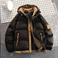 Parka kaki pour homme avec doublure intérieure, capuche réglable et poches zippées